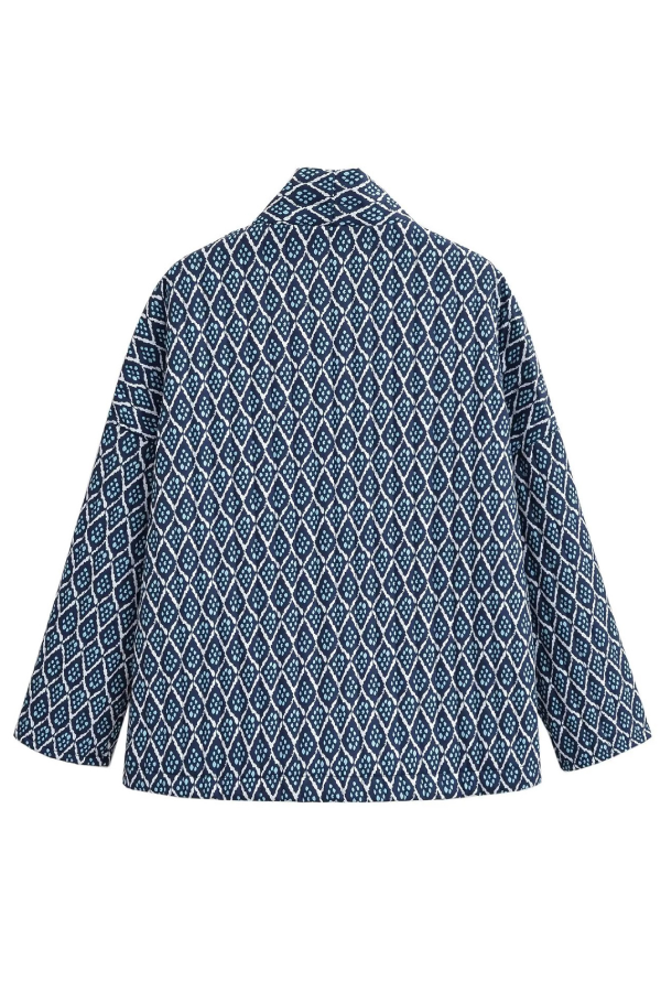 Locker sitzende leichte Baumwolljacke mit Diamantmuster