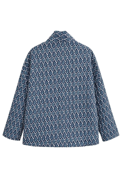 Locker sitzende leichte Baumwolljacke mit Diamantmuster