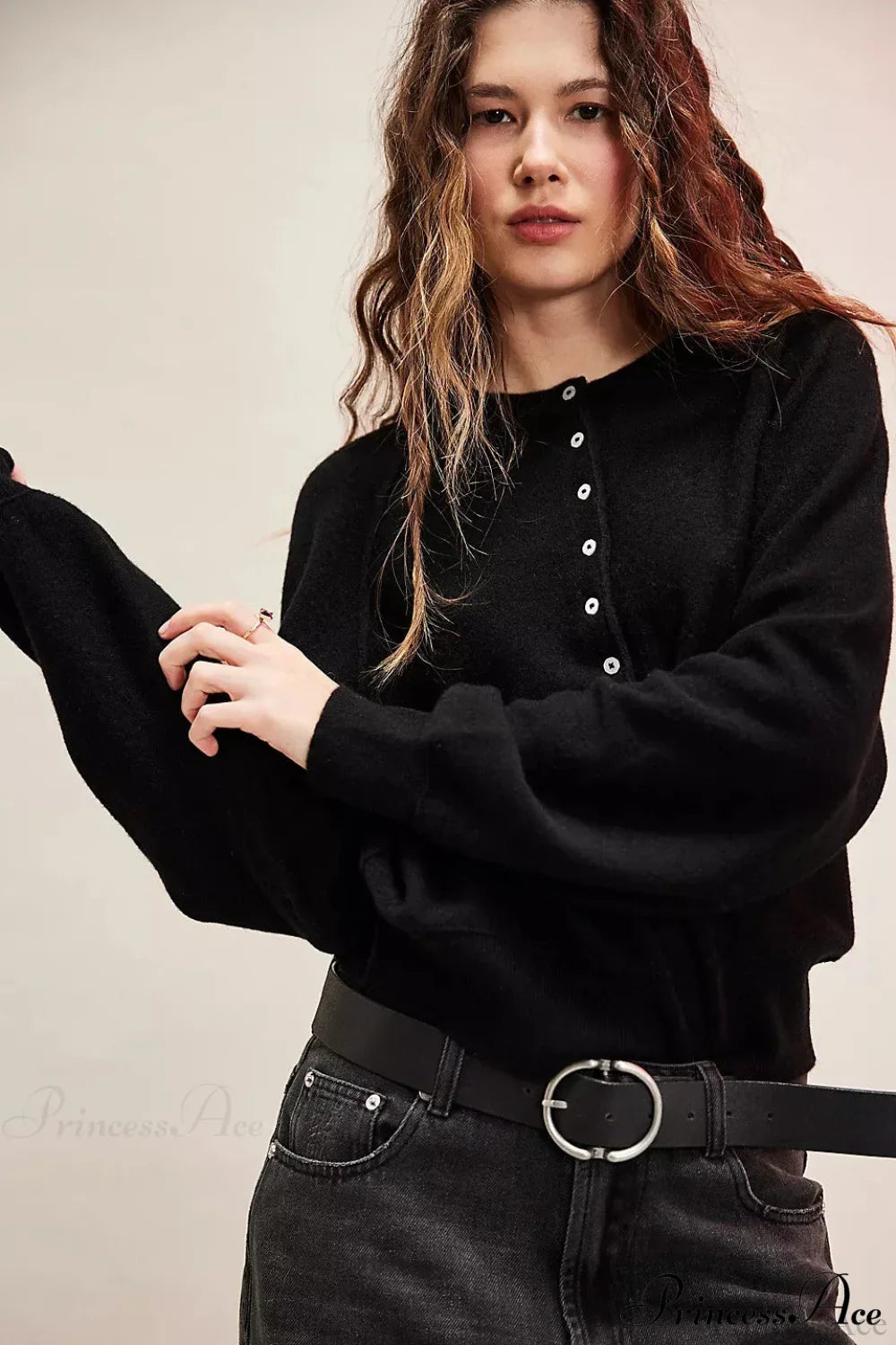 Damen Strickpullover Mit V Ausschnitt Und Knopfleiste