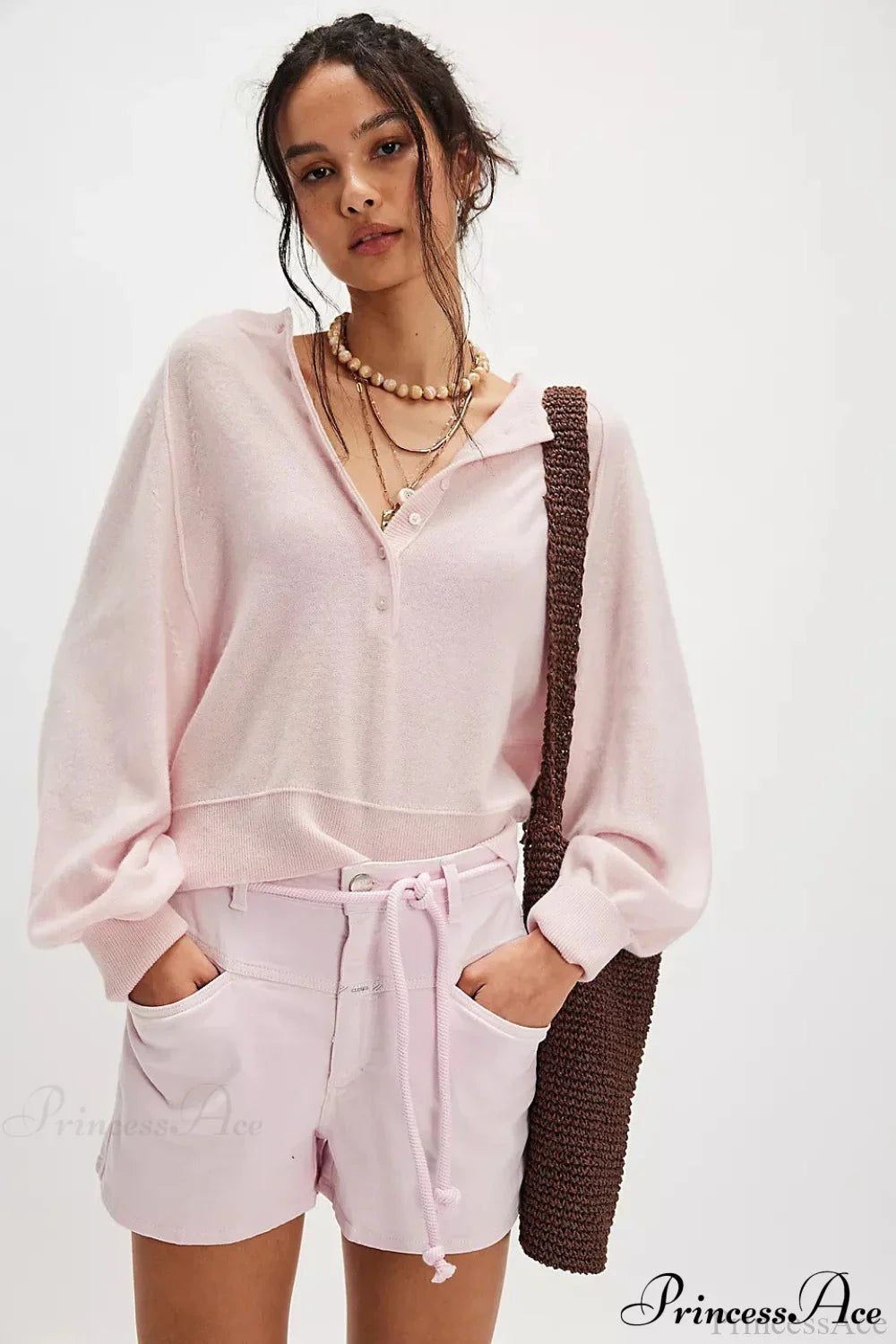 Locker geschnittener Damen Strickpullover mit langen Ärmeln