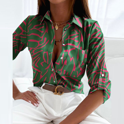 Damenbluse Mit Geometrischem Print Und Knopfleiste