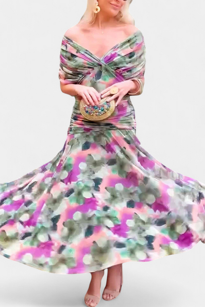 Elegantes langes Kleid mit floralem Muster für Damen