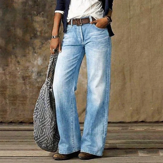 Damen Wide Leg Jeans aus Denim in weiter Passform, Vorderansicht