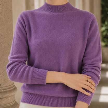 Damen Kaschmirpullover Mit Geripptem Stehkragen