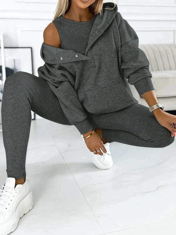 Langarmoberteil des Damen-Loungewear-Sets in der Vorderansicht