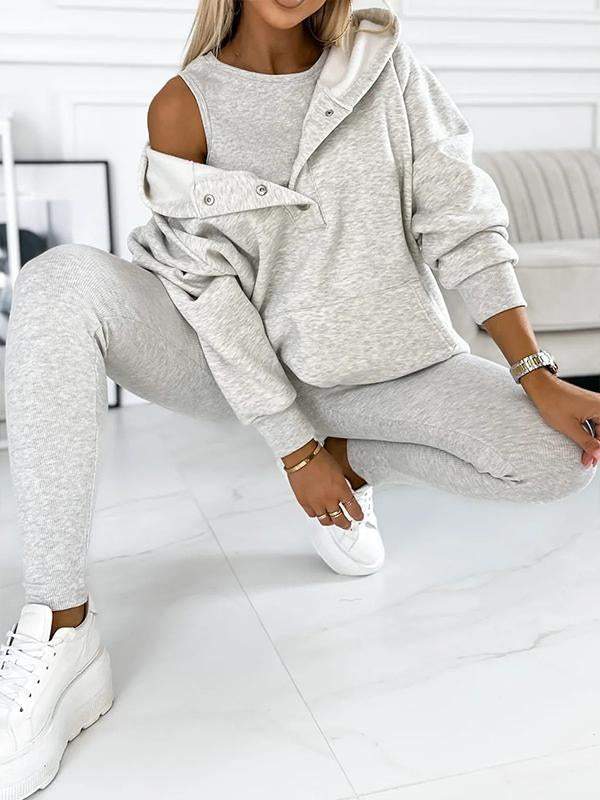 Damen-Loungewear-Set mit Langarmoberteil und elastischem Bund