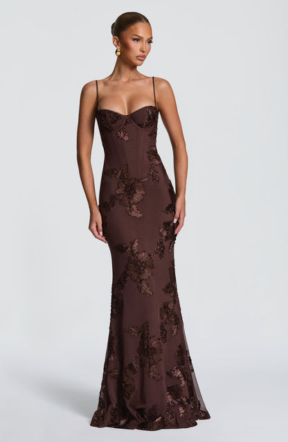Damen Velours Maxikleid