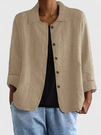 Damen Langarm-Top in leichtem Stoff mit offener Front, Detailansicht