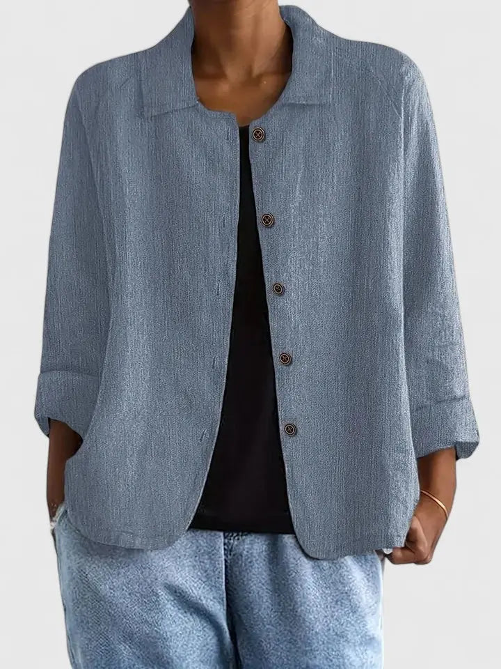 Damen Langarm-Top locker getragen als Layering-Look, Vorderansicht