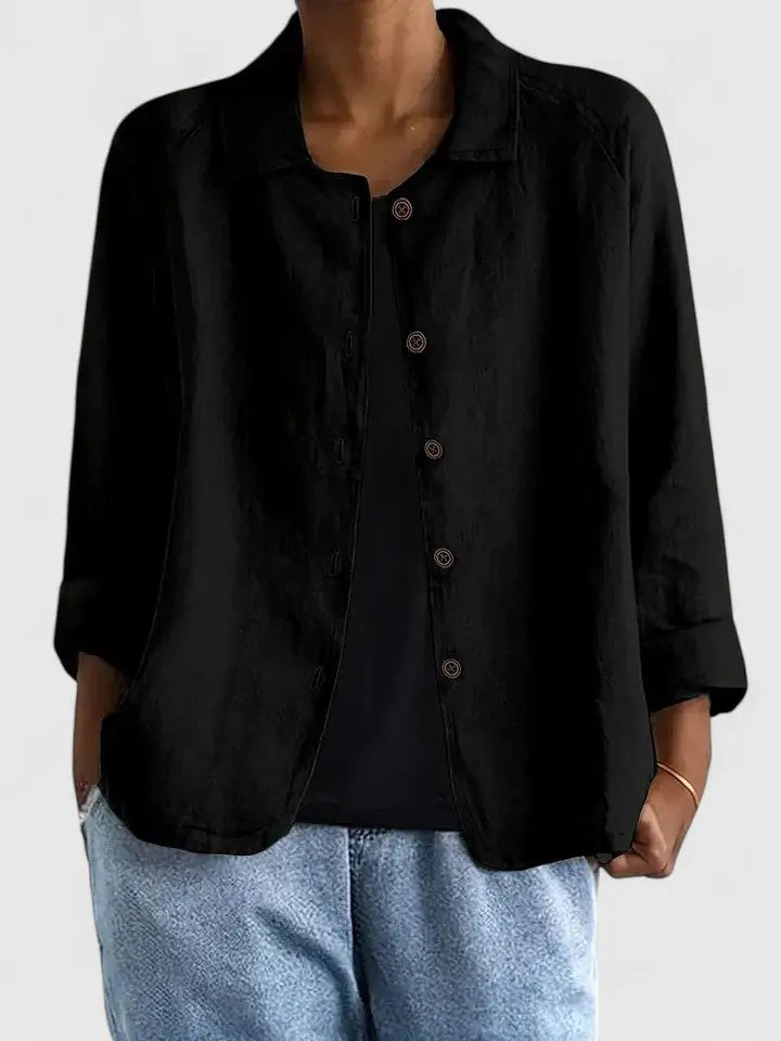 Leichtes Langarm-Top für Damen mit offener Front, Nahaufnahme Stoff