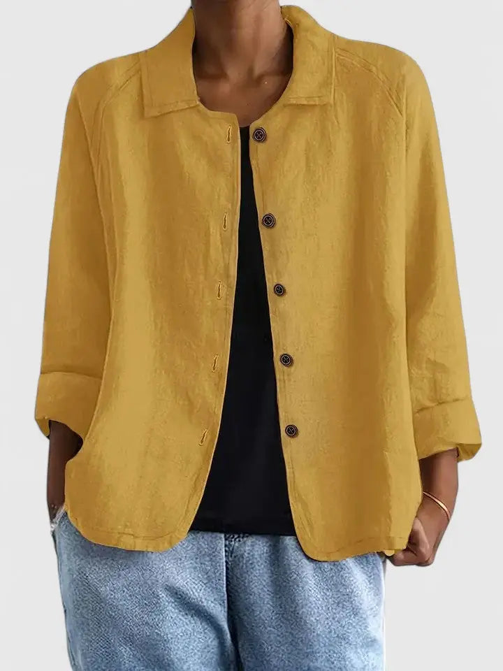 Locker geschnittenes Damen Langarm-Top mit offener Front im Alltag