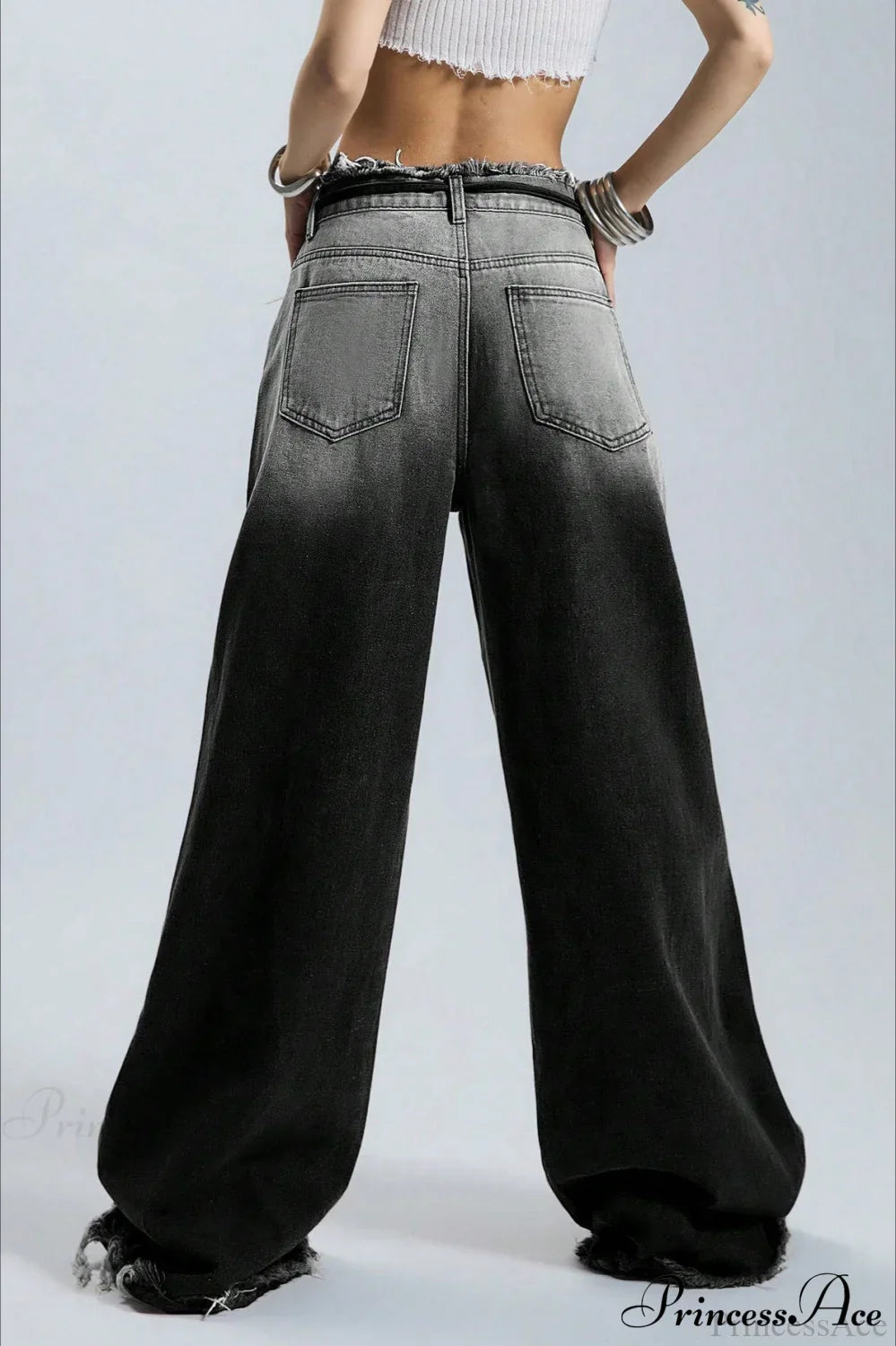 Wide Leg Jeans für Damen mit geradem Bein und Ombre Effekt
