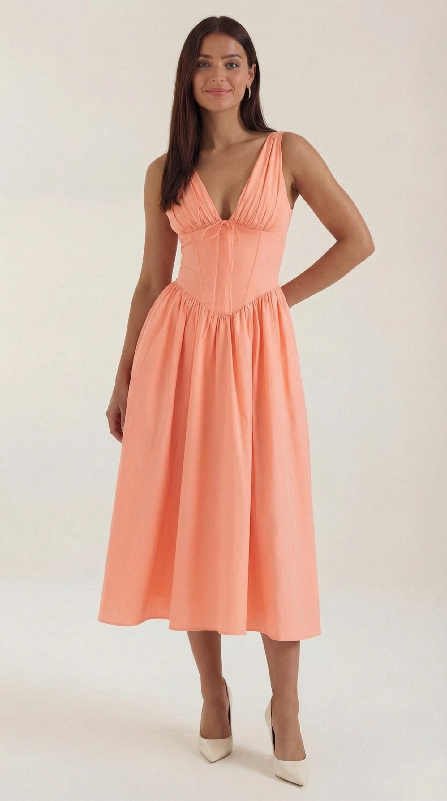 Damen Korsett Midi Sommerkleid