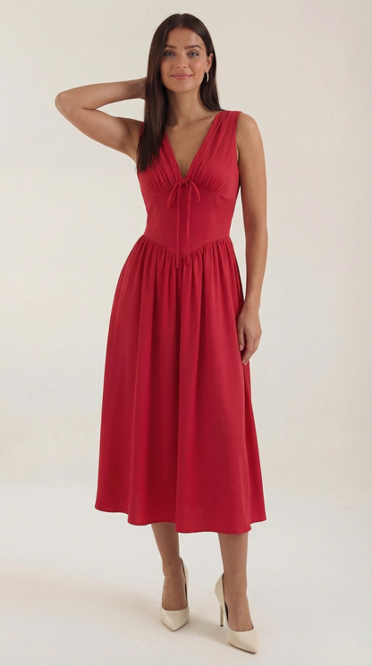 Damen Korsett Midi Sommerkleid