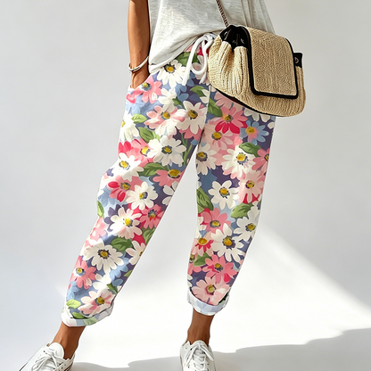 Damen Tapered Hose Mit Blumenprint