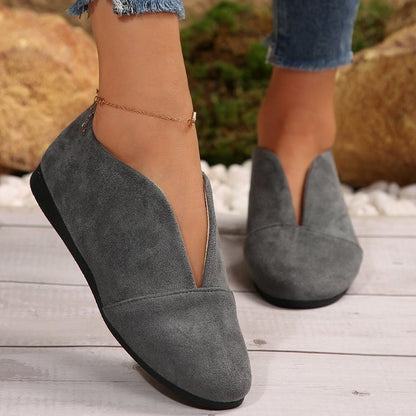 Damen Slip On Schuhe Mit V Ausschnitt