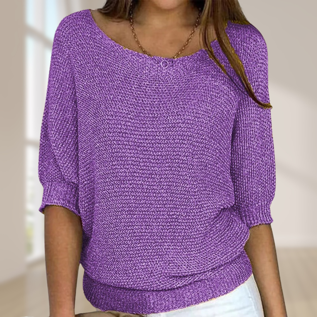 Langarm-Strickpullover für Damen mit schlichtem Design