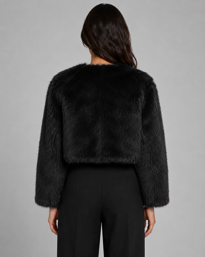 Damen-Kurzjacke aus Kunstfell mit kurzem Schnitt