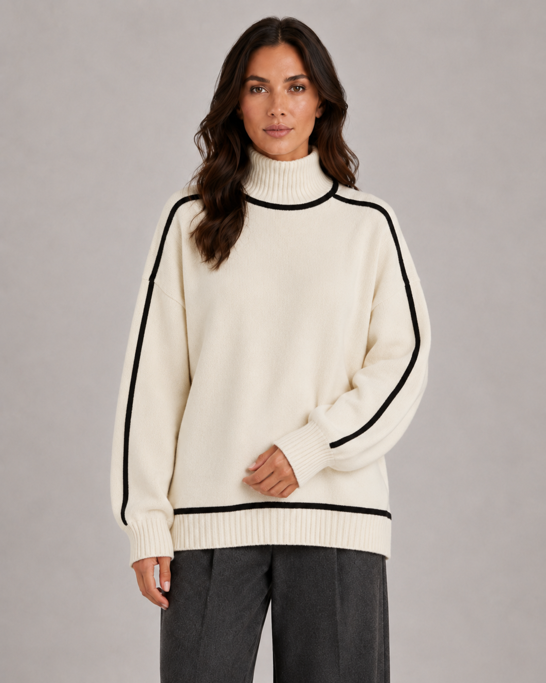 Locker geschnittene Ärmel des Damen-Strickpullovers