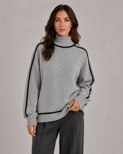 Damenpullover mit hohem Rollkragen und legerer Passform