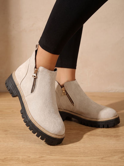 Damen Stiefeletten Mit Seitenreissverschluss Im Leopardenmuster