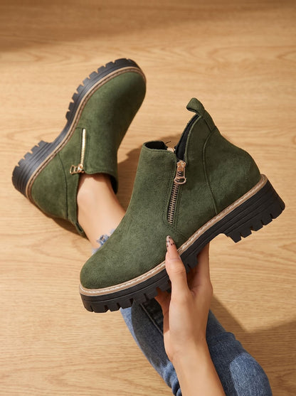 Damen-Stiefeletten mit markantem Muster und praktischem Einstieg