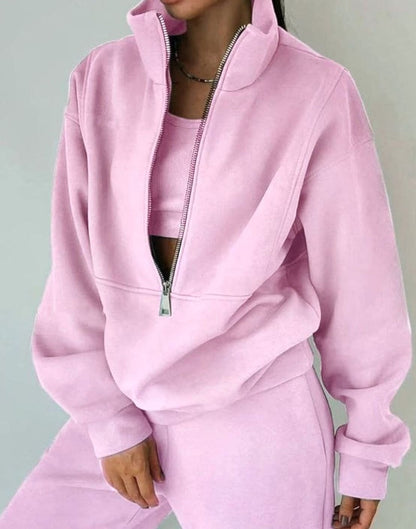 Damen-Sweatshirt mit verkürztem Schnitt und Reissverschluss