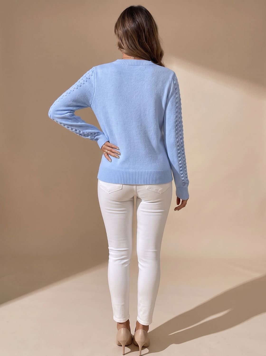 Damenpullover mit durchbrochenem Pointelle-Muster