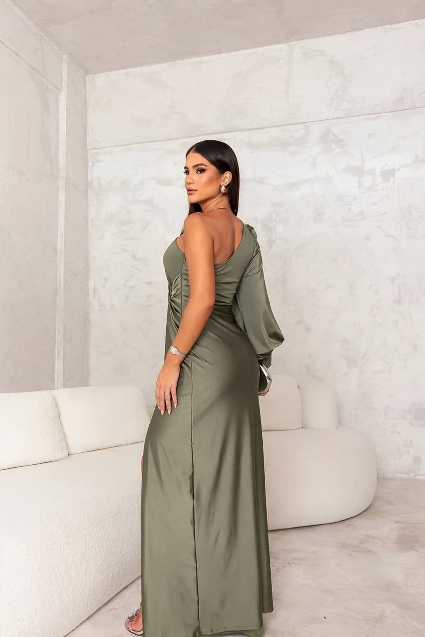 Damen Maxikleid mit elegantem Fall und drapiertem Design