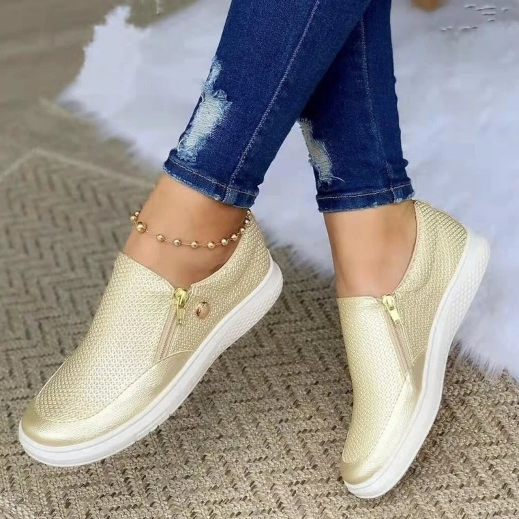 Comfortable Women's Sneakers with Zip Closure for Casual Outings